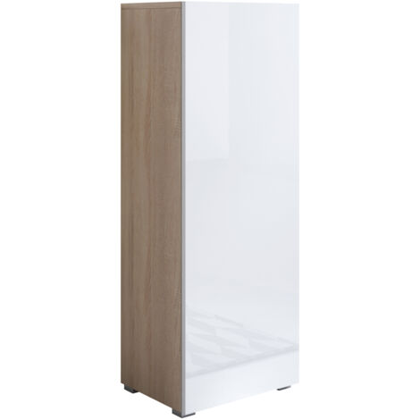 Lettiemobili – Armoire murale 1 porte avec pieds 40 x 128 x 29 cm – Structure mélamine mate – 3 compartiments – Porte brillante universelle