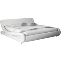Lit Double pour Matelas Lit Adulte Couleur Blanc Matériaux bois et simili cuir Modèle Alessia 135x190cm