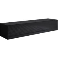 Muebles Bonitos – Meuble TV suspendu 1 porte 160x30x40cm – Panneaux mélamine brillante – Design contemporain – 3 compartiments de rangement