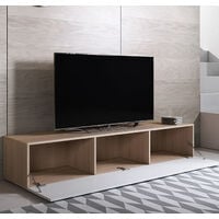 Meuble TV modèle Luke H2 (160x32cm) couleur sonoma et blanc brillant avec pieds standard - Sonoma/White