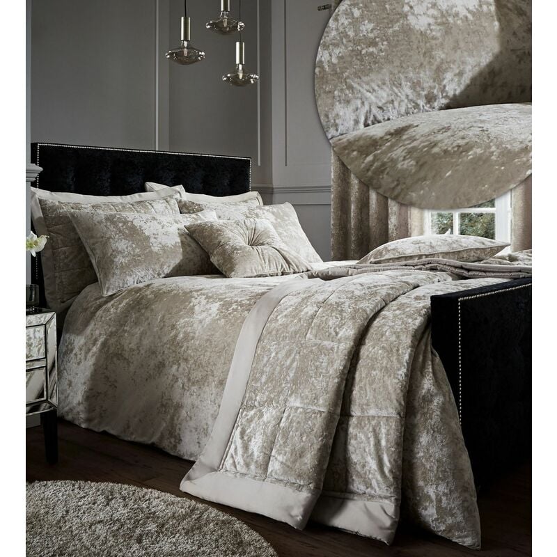 Catherine Lansfield Crushed Velvet Double Duvet Set In Natural