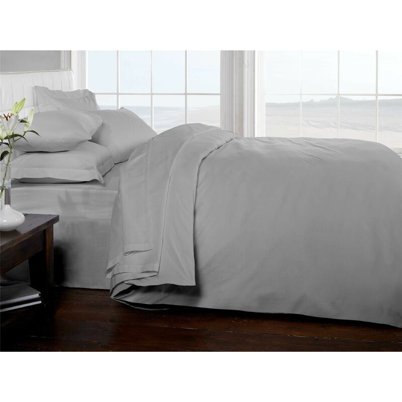 Brighton Hill 100% Egyptian Cotton Super King Size Silver Duvet Cover Soft 200TC  Bedding