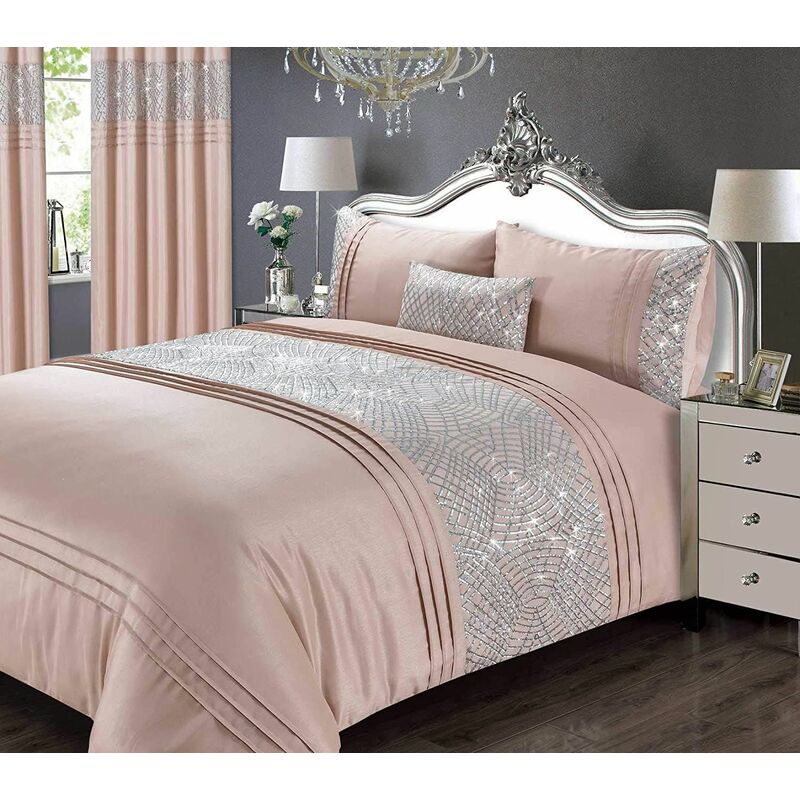 CHARLESTON Glitter Sequins Duvet Cover Set Bedding Range Blush King