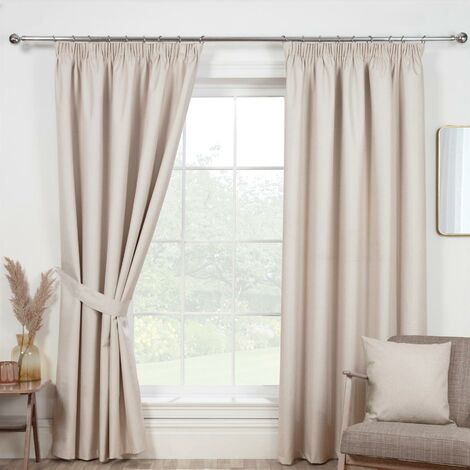 Sundour Eclipse Blackout Pencil Pleat Curtains Natural Beige 90x90 ...