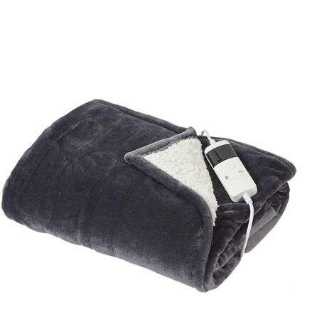 Country Club Heated Sherpa Blanket Blanket/Throw Grey 130x160cm
