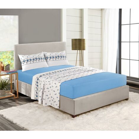 100% Brushed Cotton Flannelette Sheet Set Fitted Sheet, Flat