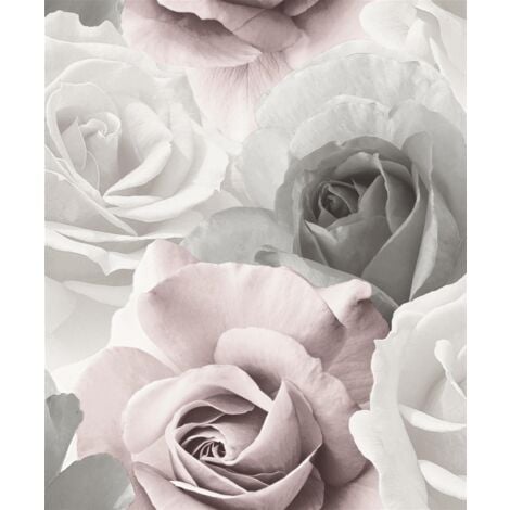 Rhoda Rose Floral Wallpaper Pink/Grey 203501