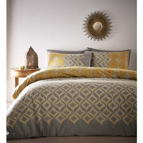 Portfolio Joel Ochre Double Duvet Cover Set Bedding Quilt Bed Set