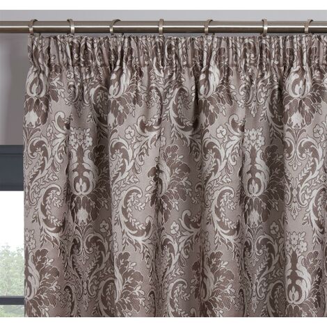 Tegola Pencil Pleat Curtain Pair Taped Top Ready Made Curtains Charcoal 46x72"