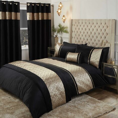 Capri Gold Black King Size Duvet Cover Set Velvet Sequin Bedding Bed Set Quilt