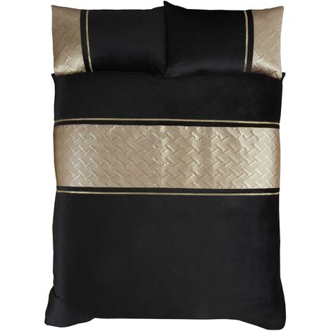 Capri Gold Black King Size Duvet Cover Set Velvet Sequin Bedding Bed Set Quilt