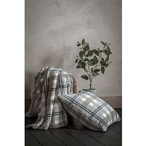 Faux Fur Check Throw Grey 130x170cm