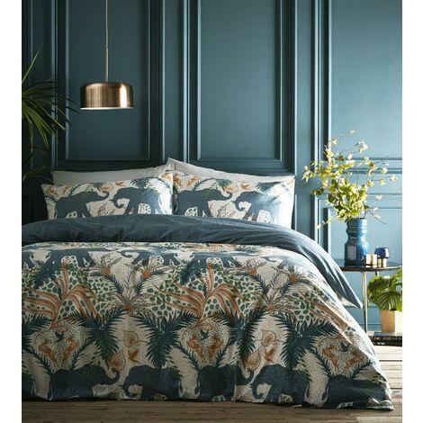 Portfolio Savannah Teal Super King Size Duvet Cover Set Reversible Bedding Set Quilt