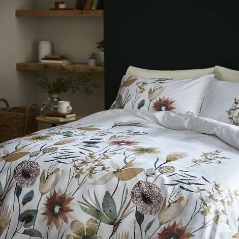 Catherine Lansfield Kashmir 200 Thread Count Cotton Rich Percale Duvet  Cover Set, Multi, Single