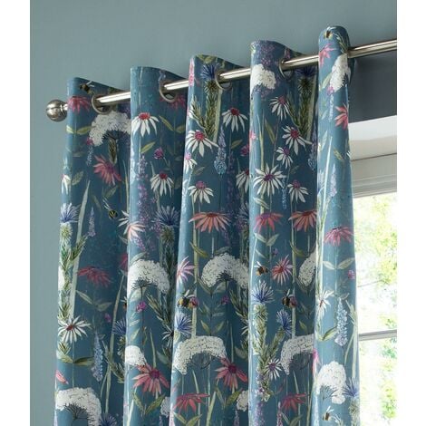 Voyage Maison Hermione Indigo Fully Lined Eyelet Ring Top Curtain Pair 229cm x 229cm (90"x90")