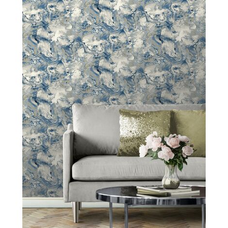 Elixir Marble Blue Bedroom Wallpaper Living Room Wallpaper Wall Paper Rolls