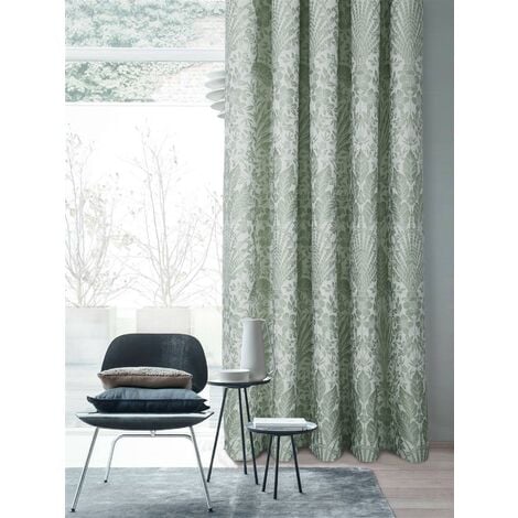 Sundour Floral Keswick Pencil Pleat Curtain Pair Sage Green 46x90"