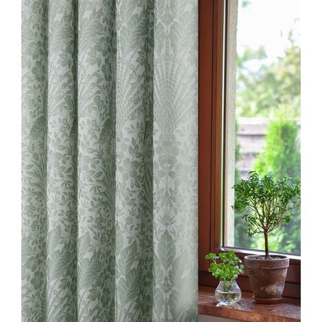 Sundour Floral Keswick Pencil Pleat Curtain Pair Sage Green 46x90"