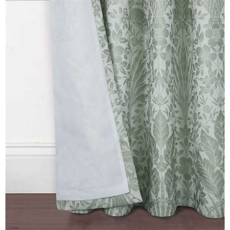 Sundour Floral Keswick Pencil Pleat Curtain Pair Sage Green 46x90"