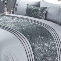 CHARLESTON Glitter Sequins Duvet Cover Set Bedding Range Grey Single
