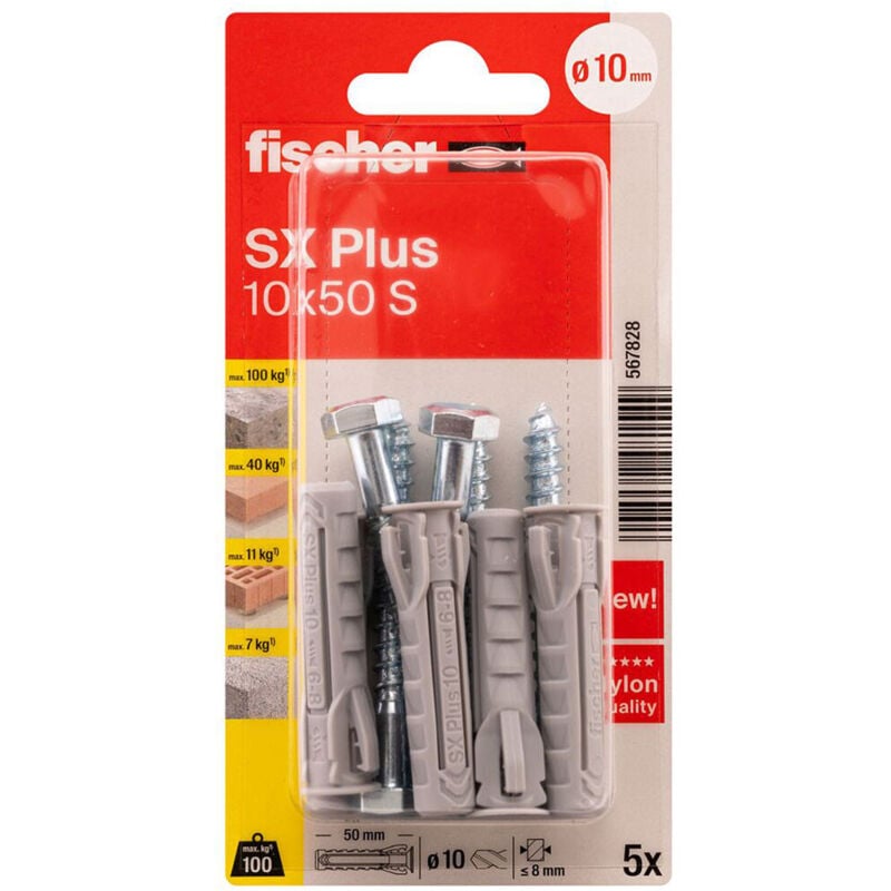 Blister de 15 chevilles expansion nylon + 15 Vis SX Plus 6X30 S.