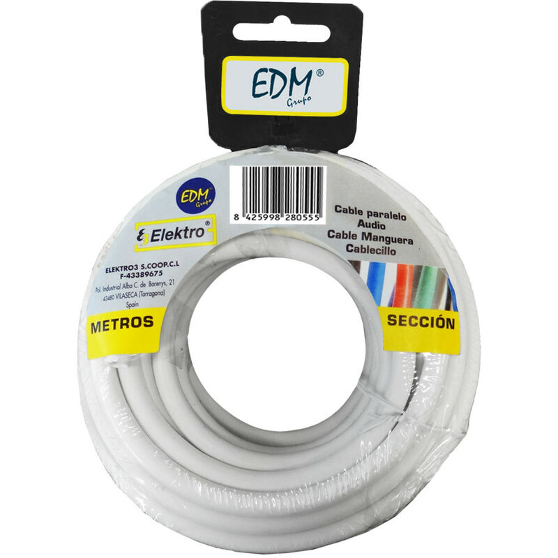 Cable souple H05VVF 3x1.5mm² (bobine de 10m) blanc pour alimentation