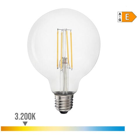 Ampoule ballon avec filament led e27 6w 800lm 3200k lumière chaude