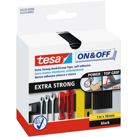 Ruban de fermeture extra fort 1m x 50mm noir 55229 tesa