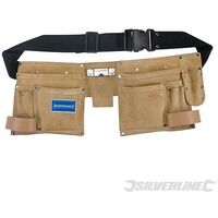 Double ceinture-sacoche en daim à outils/clous, 11 poches, 300 x 200 mm, 300 X 200 Mm