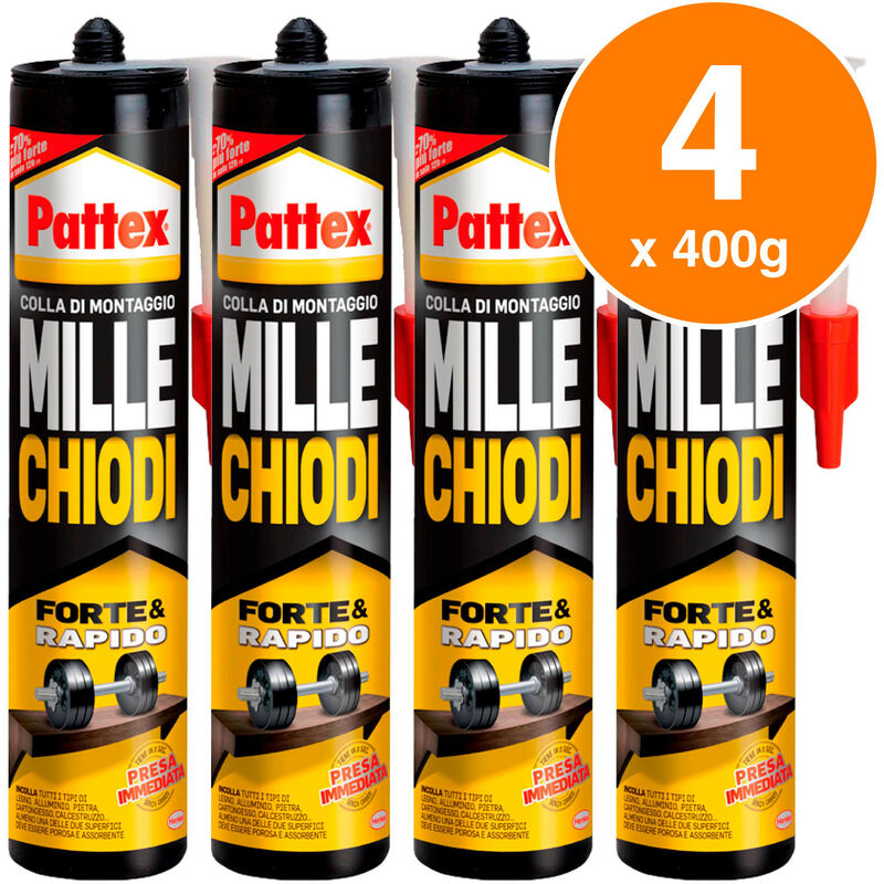 Pattex Millechiodi Forte & Rapido adesivo di montaggio extra forte  cartuccia da 2x400g - Vendita Online ItaliaBoxDoccia