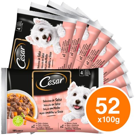 13 Confezioni di Cesar Selezione in Salsa Cibo per Cani con Pollo e Manzo -  52 Bustine
