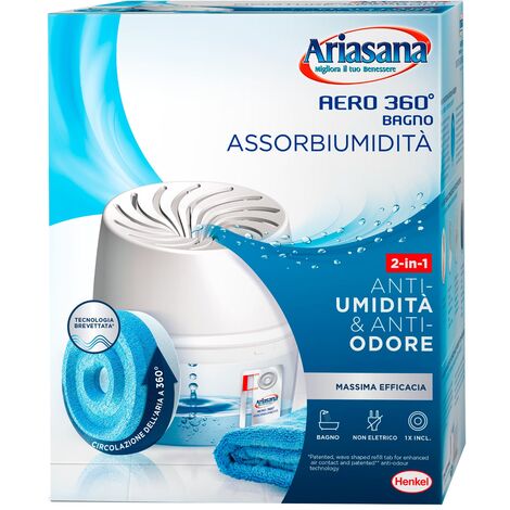 Ariasana Aero 360° Bagno Assorbiumidità e Anti Odore Non Elettrico -  Confezione con 1 Dispositvo +