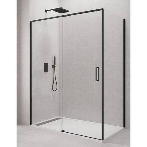 AICA porte de douche 80x200cm porte de douche battante noir en 8mm verre  anticalcaire - Cdiscount Bricolage