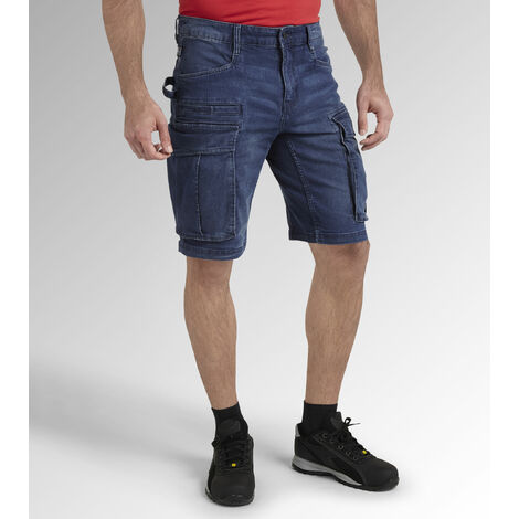 Bermuda de travail en jean STONE CARGO LIGHT - Bleu/Vert M - FR (40/42) - US (30) (1/10)