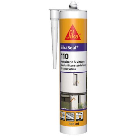 Sika – Mastic silicone de construction 300ml – Pour joints en menuiserie et vitrage – Résistant aux intempéries – Blanc PVC