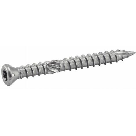 Vis terrasse tête fraisée réduite six lobes - Double filet - Inox A2 5x60 mm - Boîte de 200