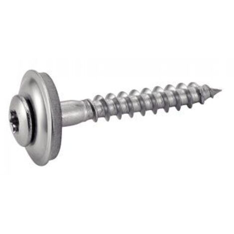 Vis à bois tête fraisée bombée six lobes - Avec rondelle EPDM Ø15 - Inox A2 4,5x70 mm - Boîte de 200