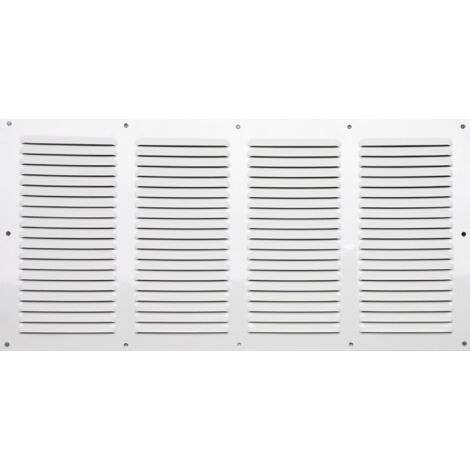 Centrale Brico – Grille d'aération aluminium laqué 20x40cm – Passage d'air 183cm² – Pose à visser – Moustiquaire intégrée pour intérieur et extérieur