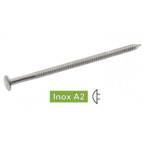 Acton – Pointe annelée inox A2 2,3x50 mm – Boîte de 130 – Résistante à la corrosion pour milieux humides – Fixation extérieure durable