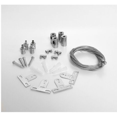 Vision-El – Kit de suspension pour plafonniers 60 x 60 cm – Acier gainé PC – Longueur câble 1 m – Installation rapide et sécurisée