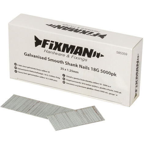 Lot De 5000 Clous Galvanisés Tête En T 18GA - 5 Tailles (1,6 Cm à 5,1 Cm) Pour Pistolet à Clous