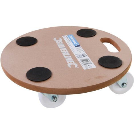 Silverline – Chariot plateforme circulaire 250 kg – MDF ultrarésistant – Roulettes pivotantes nylon – Diamètre 380 mm pour surfaces rigides
