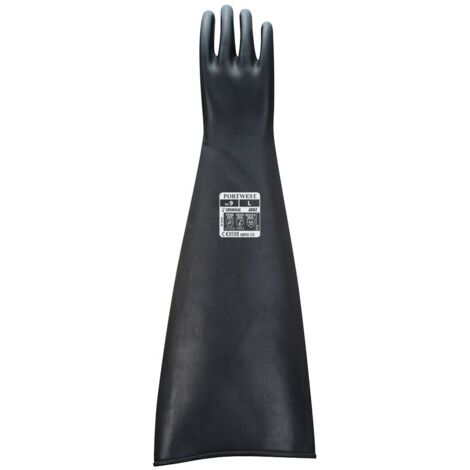 Gant Caooutchouc Latex Lourd 60 Cm Couleur : Noir Taille Xl - Portwest