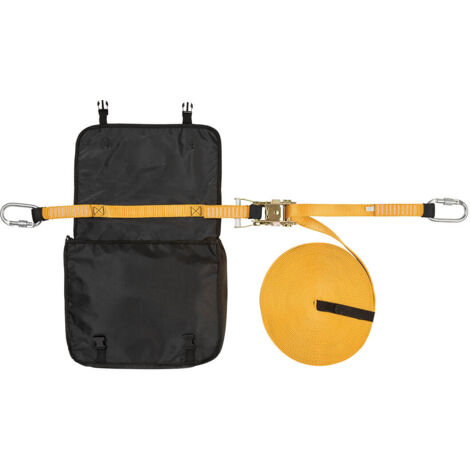 Portwest – Ligne de vie horizontale temporaire 20m – Jaune/noir – Charge maximale 200kg – Installation rapide pour chantiers humides (1/2)