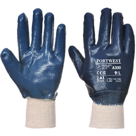 Gants nitrile, poignet tricot Marine M - Taille 8 (1/2)