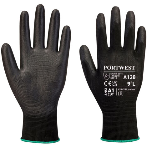 Gants enduit PU paume sans latex Noir 2XL - Taille 11 (1/2)