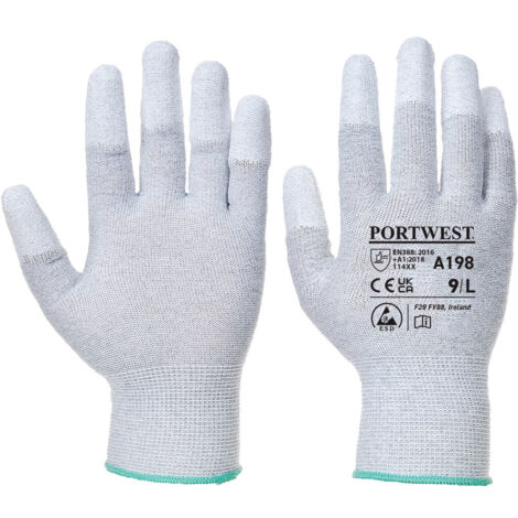 Gants Antistatique bout de doigts enduit PU Gris 2XL - Taille 11 (1/2)