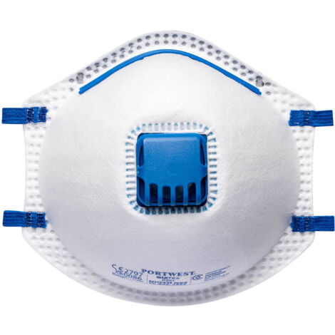 Portwest – Boite de 10 masques FFP2 avec valve – Protection contre poussières toxiques – Soupape d'expiration haute performance – CE-CAT III (1/5)