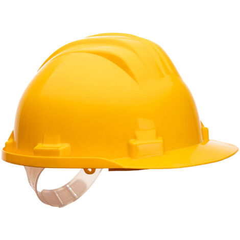 PORTWEST Work Safe Schutzhelm Orange – Unbelüftet, 6-Punkt-Kunststoffharnisch, Mit Schirm & Seitenschlitzen – Für Niederspannungsanlagen