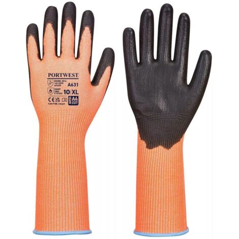 Gants Vis-Tex Cut à manchette longue Orange/Noir M - Taille 8 (1/2)
